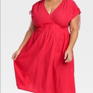 Ava & Viv Woman’s Plus Sz 2x Red Dress with Pockets, elastic waist